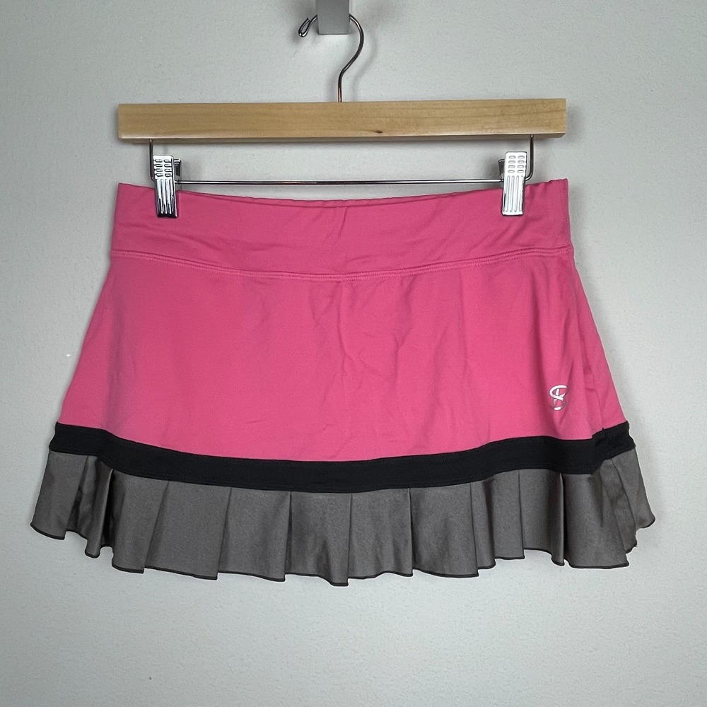 Sofibella Size M Pleated Skort Pink Gray Black Colorblock Tenniscore Athleisure